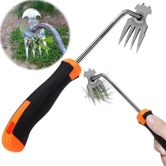 Tuinieren hand onkruidsteker met rubberen handgreep - tuinhak handverticuteerder voor gazonrandsteker - onkruidverwijderaar tuingereedschap - voegenkrabber met steel tuingereedschap voegenkrabber