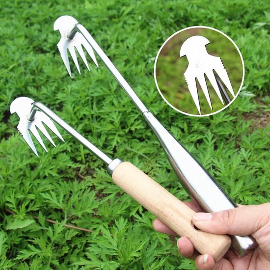 Tuinieren handonkruidsteker met steel, onkruidverwijderaar, apparaat, onkruidjager, tuingereedschap, voegenreiniger, onkruidverwijderaar, tuingark, onkruidjager (A) van Talen Tools