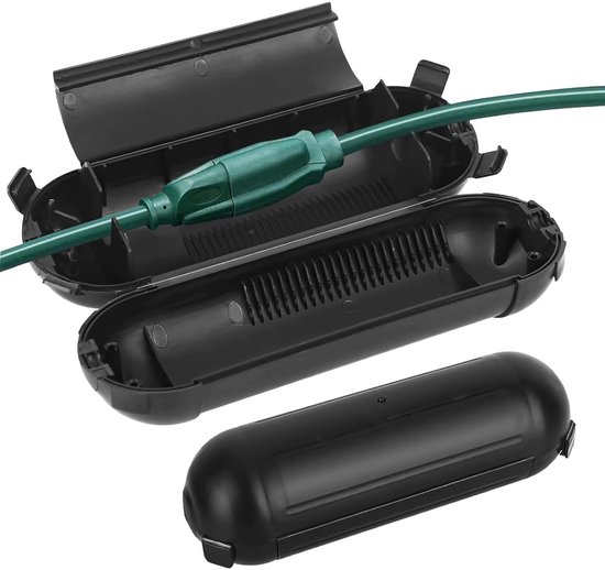 Tuinkabelbox voor buiten, set van 2, waterdicht en veilig - ideaal voor verlengkabels, stroomaansluitingen & gereedschap in de tuin - zwart. van Merkloos	