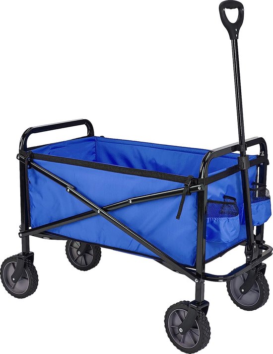 Tuinkar - Tuintrolley - Transportkar - Inklapbare bolderkar voor de tuin - Opvouwbaar Met afdekking voor buiten - Blauw van T