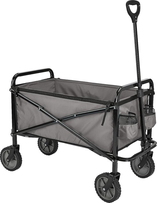Tuinkar - Tuintrolley - Transportkar - Inklapbare bolderkar voor de tuin - Opvouwbaar Met afdekking voor buiten - Grijs van T