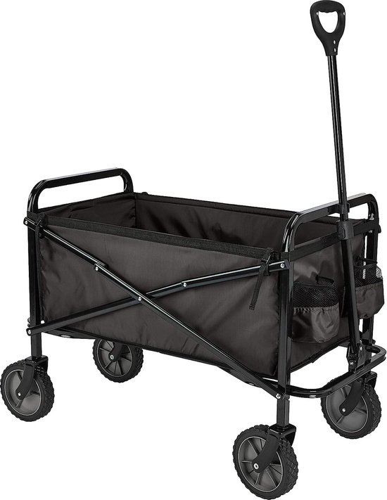 Tuinkar - Tuintrolley - Transportkar - Inklapbare bolderkar voor de tuin - Opvouwbaar Met afdekking voor buiten - Zwart van T