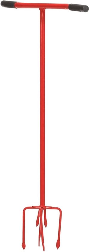 Tuinklauw - Cultivator Handgereedschap - Bodem Losmaken - Ergonomische Handgreep - 102 cm - Rood
