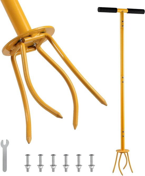 Tuinklauw met steel - klein formaat - hoogte 99 cm - klauwgrootte 13,5 cm - verticuteermachine - onkruidverwijderaar - bodem losmaken - tuinonderhoud van Merkloos	