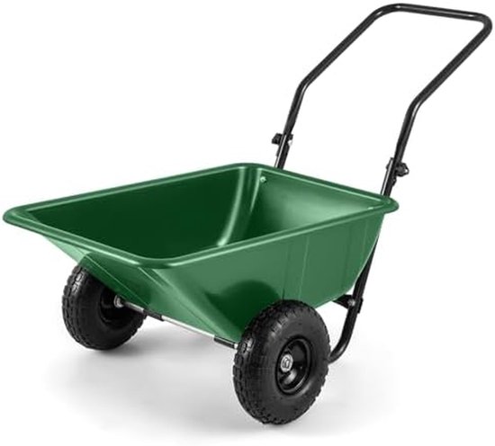 Tuinkruiwagen 80L - Dolly Kar - Tuintransport Zwaar - Twee Wielen - 100 kg Draaglast - Groen Zwart