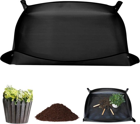 Tuinmat 100 x 150 cm - zwarte waterdichte potbak - scheurbestendig - ideaal voor verpotten - SnelShoppen