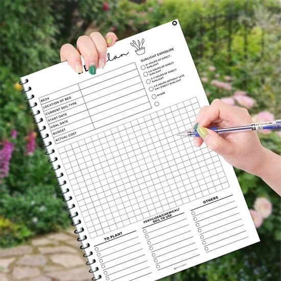 Tuinplanner en Dagboek - Plantenlogboek Agenda - Tuinieren Bijhouden - Maandelijkse Kalenders Inclusief - 29 x 22 cm - Wit