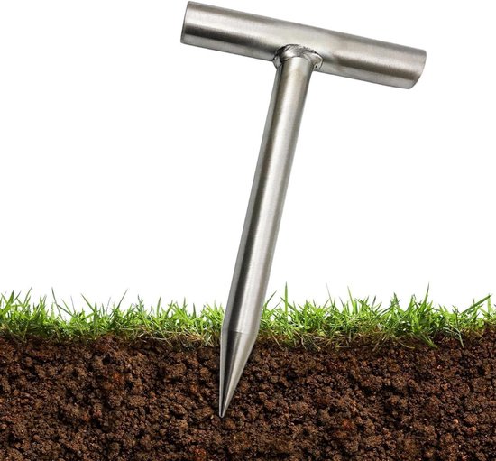 Tuinprikker Roestvrij Staal - Bloembollenplanter Gat Prikker - Gaten Maken Tuin - Comfortabele Grip van Merkloos	