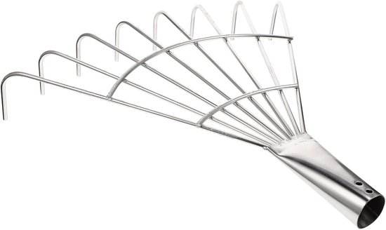 Tuinrakel Bladhark - Hark Grondhark - Bladeren Verzamelen - Roestvrijstaal Constructie - 3.2 cm - Zilver van Merkloos	