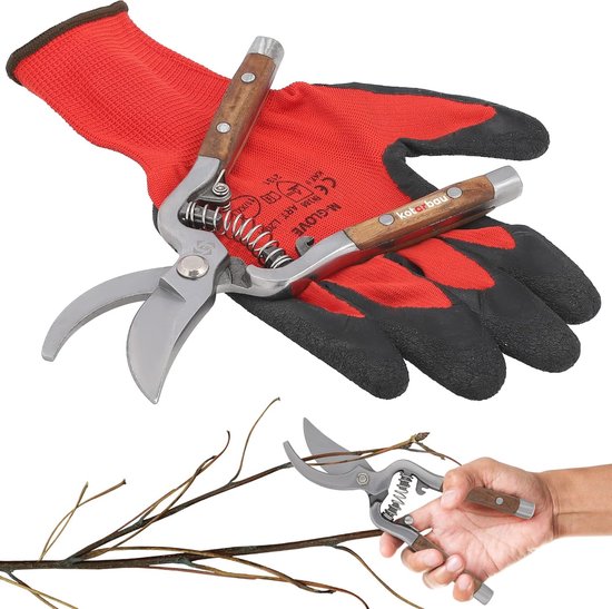 Tuinschaar, heggenschaar en takkenschaar voor optimaal snijden en trimmen in de tuin - Staal met houten handvat, 22 cm van T