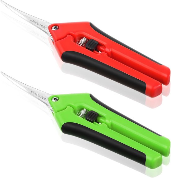 Tuinschaar met gebogen titanium gecoate messen - 2 stuks snoeischaar voor bonsai, bloemen en fruit van Merkloos	