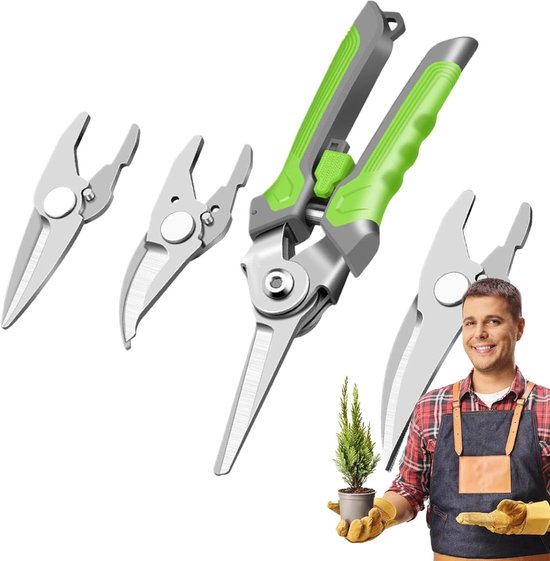 Tuinschaar Multifunctioneel - Snoeischaar Kniptang - Tuinonderhoud Snoeien - 4-in-1 Ontwerp - 24x15.5cm - Enkel Kenmerk