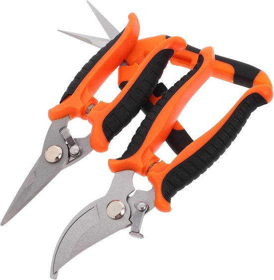 Tuinschaar Set - Snoeischaar Knipper - Planten Snoeien - Roestvrij Staal - 3 Delig - Oranje