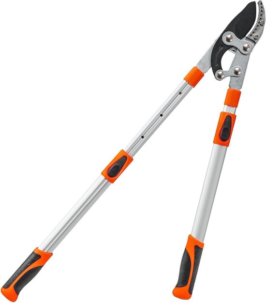 Tuinschaar Telescoop - Lange Snoeischaar - Takken Snoeien - Verstelbare Lengte - Tot 97 cm - Oranje Wit