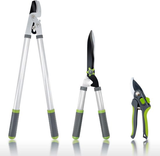 Tuinschaarset, 3 stuks, scherpe takkenschaar, 72 cm, professionele heggenschaar 58 cm, bypass-boomschaar van T