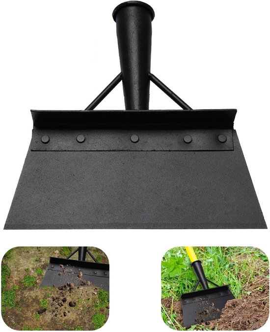 Tuinschep 23cm Multifunctioneel Roestvrijstalen Schoonmaakschep Zwart - Onkruidverwijderaar en Sneeuwschop - Outdoor Gereedschap voor Planten Wieden van T
