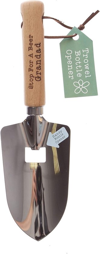 Tuinschep Flessenopener Cadeau voor Opa - Hilarisch Tuincentrum Cadeautje met Houten Handvat van Merkloos	