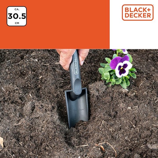 Tuinschep met maatmarkering - 305 cm - polypropyleen - zwart/oranje van T