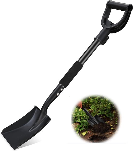 Tuinschep om te graven - Heavy duty metalen compacte schep - 78 cm - Camping tuin auto - Zwart van MOA