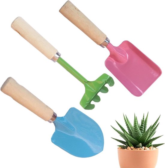 Tuinschep set - Handgereedschap set - Planten verpotten - Roestbestendig ijzer - 3 delig - Levendige kleuren