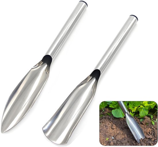 Tuinschep - Tuingereedschap - 2-delige tuinschepje - roestvrijstalen - platte schep en puntige schep voor het wieden - Scherpe - roestbestendige - voor het wieden - losmaken van de grond en het oogsten van groenten van Merkloos	
