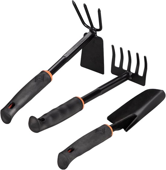Tuinschep - Tuingereedschap - 3-Delige Tuinschepje - Tuingereedschapset - Stevige Schoffel - Hark En Schop Met Ergonomische Handgrepen Voor Planten - Wieden En Graven