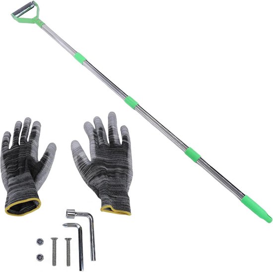 Tuinschoffel met Lange Steel - Onkruidsteker Gazon - Onkruid Verwijderen - Verstelbare Lengte - 161 cm - Groen