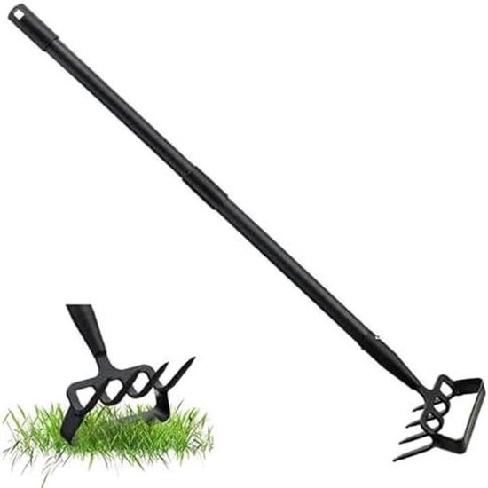 Tuinschoffel - Onkruidsteker Tuinwieder - Wieden en planten - 2-in-1 functionaliteit - 53 inch - Zilver