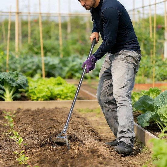 Tuinschoffel - Tuinwerktuig - Onkruid verwijderen - Push-pull actie - 30-60 inch - Zwart