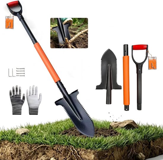 Tuinschop met wortelzaag 115 cm - stabiele wortelschop - 1050Mn staal - efficiënt wortels verwijderen - ShopVlot