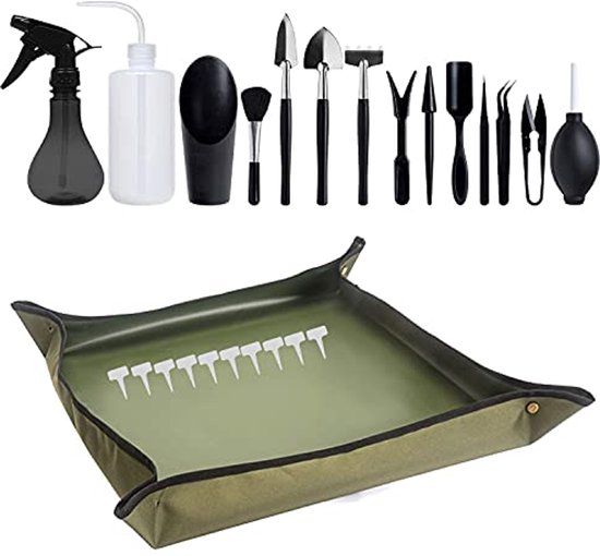 Tuinschopsset 25-delig voor Vetplanten met Waterdichte Opvouwbare Mat van Hosdoy