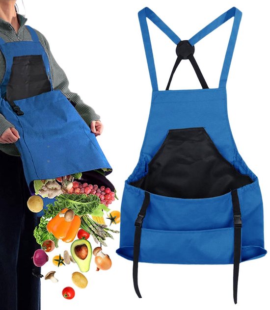 Tuinschort - Keukenschorten - Oogstzak - Fruitplukker - voor het plukken van fruit en groenten - blauw - 1 stuk van Merkloos	