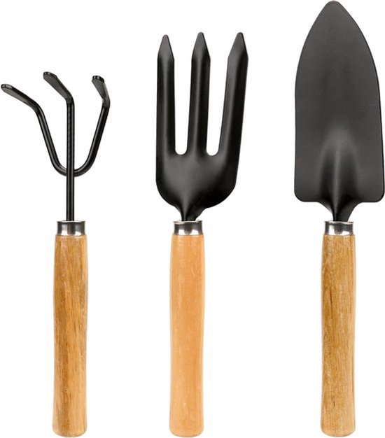Tuinset gereedschap - Tuingereedschapset - Roestvrijstalen handgereedschap - Compact en handig - Geschikt voor gazon en tuin - Groen en zwart - 3-delige set voor plantenverzorging, onderhoud van tuin en gazon
