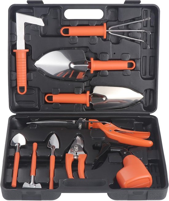 Tuinset met opbergdoos, een cadeau voor tuinliefhebbers (oranje). van Sassy Tigers