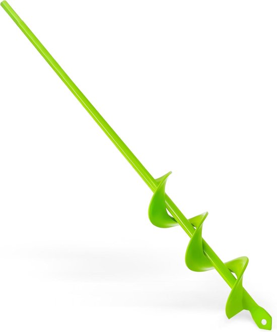 Tuinspiraalboor, 4 x 42 cm, groen, tuinboor, grondboor voor boormachine, plantenboor voor accuschroevendraaier, vloerboor bloemen plantenbakken, tuinboor met slakkendesign voor het graven van