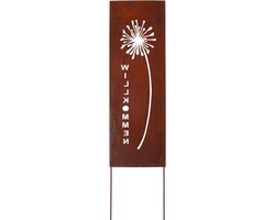 Tuinsteker Paardenbloem - Metaal Decoratie - Tuin Aankleden - Roestlook Afwerking - 133 cm Lengte - Patina