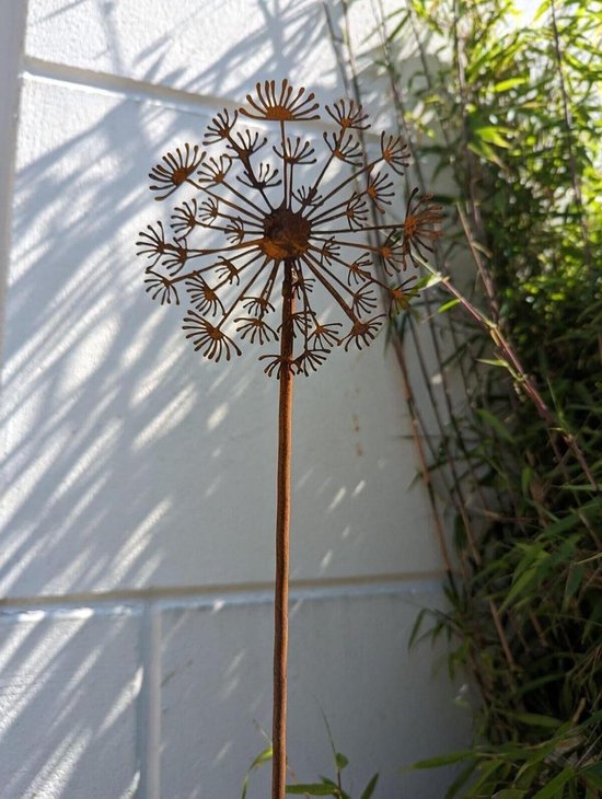 Tuinsteker Paardenbloem - Roest Decoratie - Tuin Aankleden - Roest Patina Staal - 90x15 cm - Roestkleur van Merkloos	