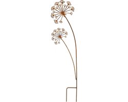 Tuinsteker Paardenbloem van Metaal in Roest Patina - Tuindecoratie 116 cm van Merkloos	
