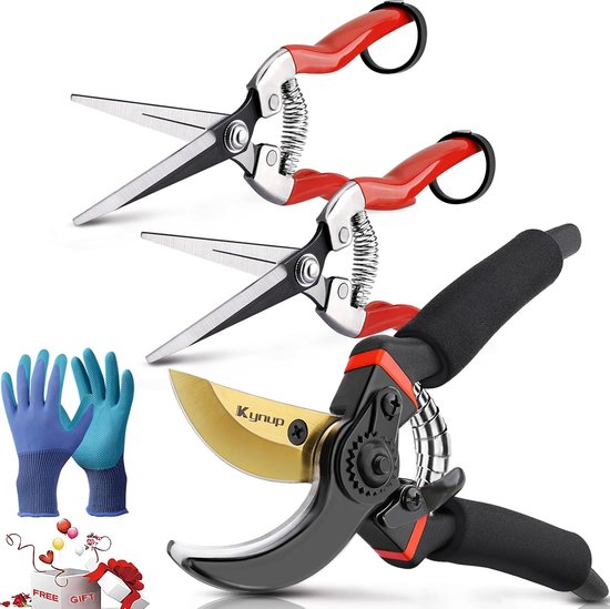 Tuintools Set van 3 Stuks met Tuinhandschoenen voor Efficiënt Snoeiwerk