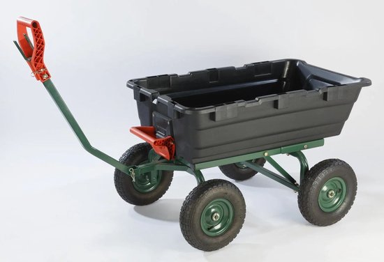 Tuintransportwagen GMGW350 met 350 kg laadvermogen, kantelbaar, extra brede spoorbreedte voor stabiliteit, grote luchtgevulde wielen voor gemakkelijk transport op oneffen terrein