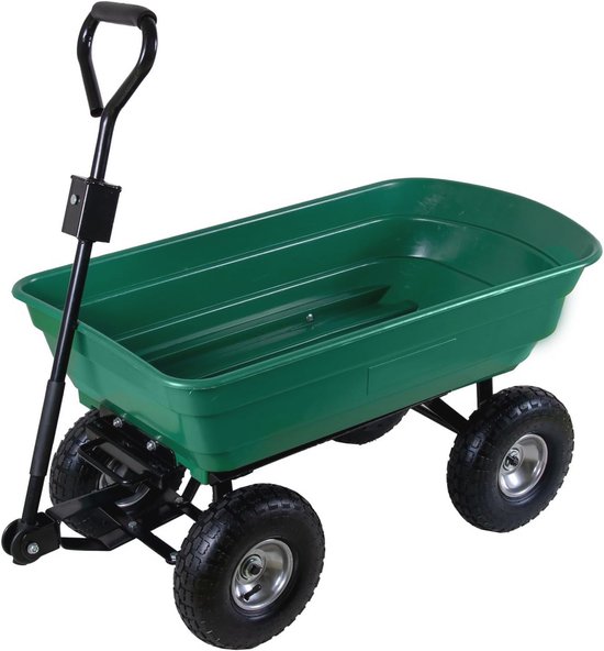 Tuinwagen met kantelfunctie - 75 liter kunststof, veelzijdige handwagen voor tuin en bouw