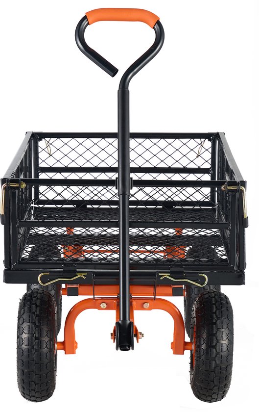 Tuinwagen - met Kantelfunctie - Kar - Transport - Boodschappen - StrandBolder - Opvouwbare - Heavy-duty - Draagbare - 180kg Laadvermogen - met 10" Wielen - en Verwijderbare Zijkanten van Merkloos	