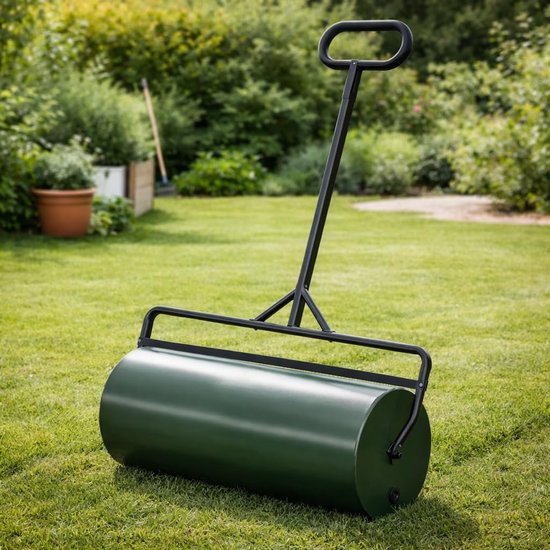 Tuinwals Gazon - Handwals Staal - Gazon Egaliseren - Groot Roloppervlak - 90 cm Breed van Merkloos	