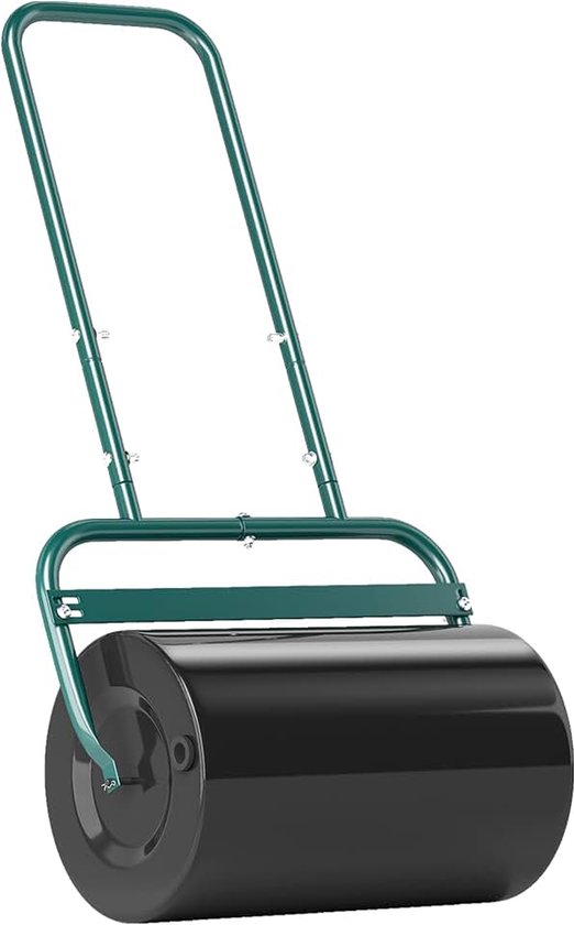 Tuinwals Gazonroller vulbaar met water of zand, 50cm brede handwals met U-handvat, 38 liter vulcapaciteit, gazonwals van staal, voor tuin en gazon, Donkergroen