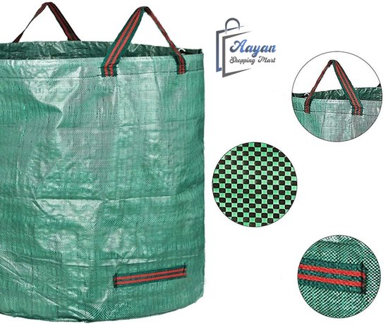 Tuinzak 120 Liter – Tuinafvalzak voor Bladeren, Gras en Snoeiafval – Sterke Herbruikbare Bladzak met Handgrepen – Waterdicht – Groen – 62341