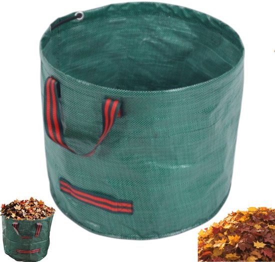 Tuinzakken - Zakken voor het verzamelen van bladeren in de tuin en op het erf - Waterdichte geweven zakken - Groen - 50 liter - Vuilniszakken voor het terras - Zakken voor bladeren en gazonafval - Geschikt voor diverse tuinartikelen met veel bladeren