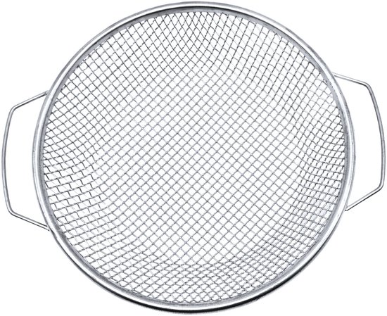 Tuinzeef - 30 cm - RVS - Ronde Grondzeef - Mazen 6mm - Zeef met netten - Grondzeef met handvat - Compostzeef - Rond Zeef - Voor zand, zaad, aarde, compost, stenen, onkruid, grind - 1 Stuk