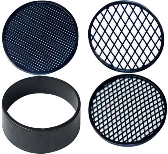 Tuinzeef - 4 in 1 - Zandzeef - Kunststof - Grondzeef - Ronde zeef - Zeef plastic met plastic zeefgaas - Plastic tuinzeef - Geschikt voor compostering en bodem - 11 cm - Zwart van Merkloos	