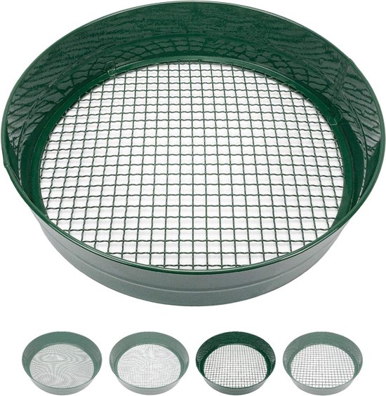 Tuinzeef in verschillende maasmaten, ronde zeef 33 cm diameter, aardzeef voor zaad, aarde, compost, stenen, onkruid, grind | stapelbaar | zeer robuust | roestbestendig (9 mm) van T