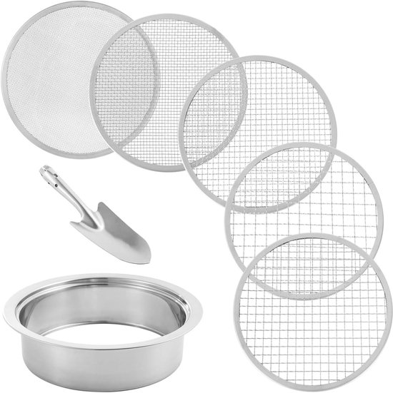 Tuinzeef Set - Bodem Zeef - Planten Voorbereiden - Verwisselbare Zeven - 203 cm Diameter - Zilver